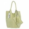 GENȚĂ DIN PIELE shopper bag Genuine Leather verde de limetă 801
